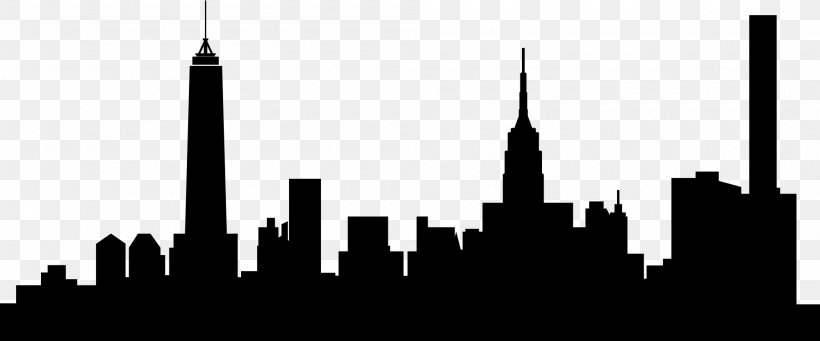 Queens Skyline Skyscraper Silhouette Photography, PNG, 2000x833px, Queens, Art, Black And White, City, Landmark Download Free