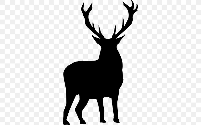Red Deer White-tailed Deer Reindeer Clip Art, PNG, 512x512px, Deer, Antler, Black And White, Elk, Horn Download Free