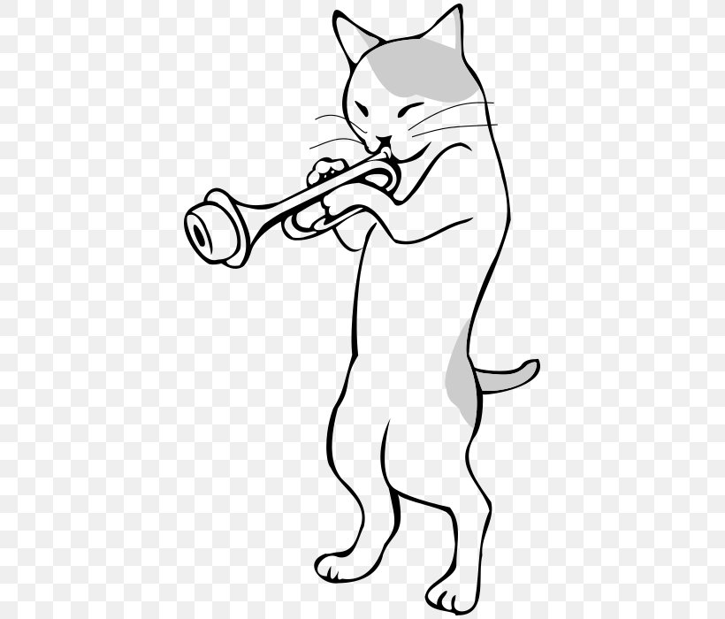 Cat Clip Art Coloring Book Trumpet Drawing, PNG, 411x700px, Watercolor, Cartoon, Flower, Frame, Heart Download Free