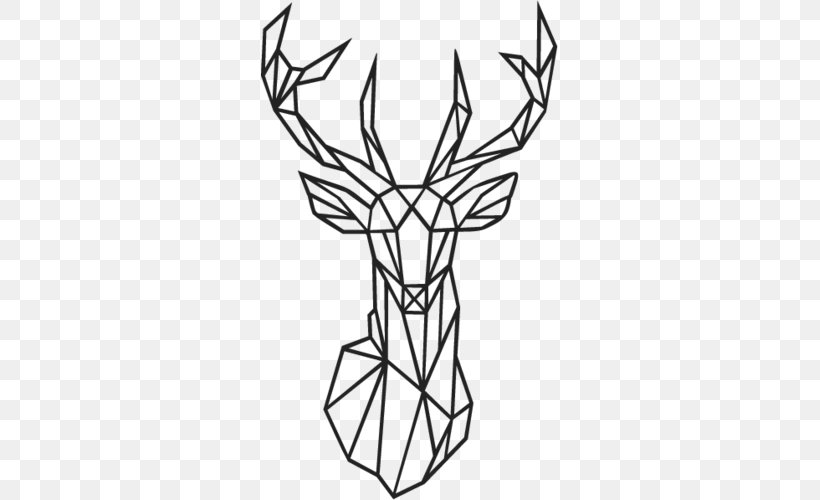 Deer Antler Geometry Wall Decal Geometric Mean, PNG, 500x500px, Deer, Antler, Artwork, Black And White, Decal Download Free