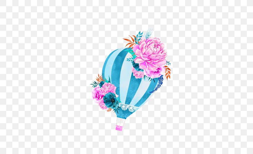 Wedding Invitation Hot Air Balloon Paper Baby Shower, PNG, 500x500px, Hot Air Balloon, Balloon, Flower, Petal, Turquoise Download Free