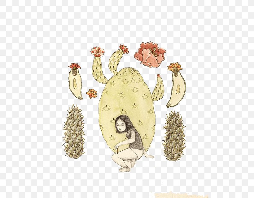 Cartoon Drawing Illustration, PNG, 527x640px, Cartoon, Cactaceae, Drawing, Food, Fruit Download Free