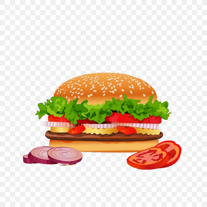 Hamburger Vector Graphics Image Flyer, PNG, 1024x1024px, Hamburger, Cheeseburger, Fast Food, Finger Food, Flyer Download Free