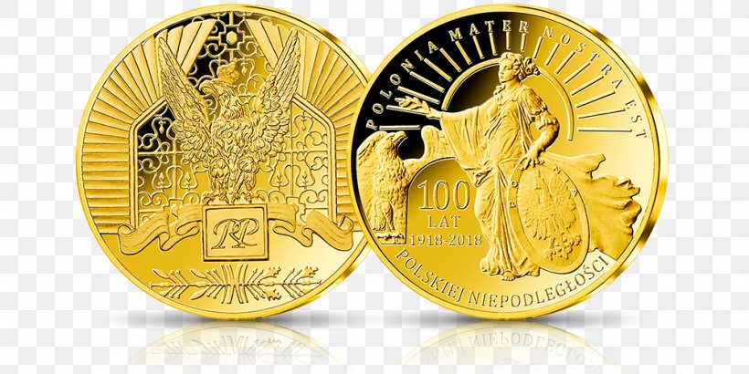 Poland Obchody 100-lecia Odzyskania Niepodległości Przez Polskę Coin Gold Medal, PNG, 1000x500px, Poland, Coin, Currency, Gold, Gold Medal Download Free