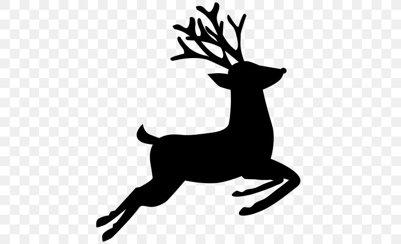 Reindeer Santa Claus Clip Art, PNG, 500x500px, Reindeer, Antler, Artwork, Black And White, Christmas Download Free