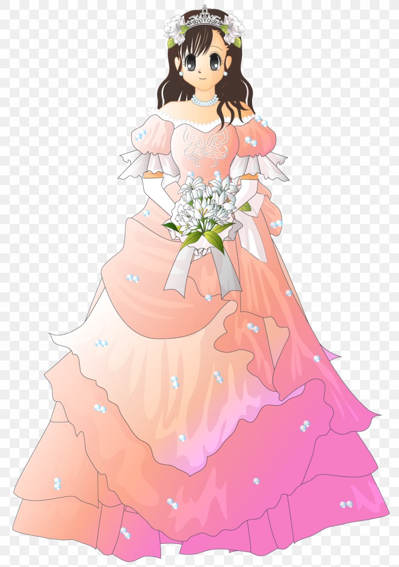 Wedding Dress Floral Design Pink Bride, PNG, 1070x1520px, Watercolor, Cartoon, Flower, Frame, Heart Download Free