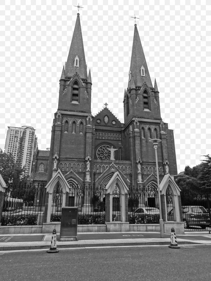 Saint Ignatius Cathedral, Shanghai St. Andrews Roman Catholic Church Building, PNG, 1280x1707px, Saint Ignatius Cathedral Shanghai, Basilica, Black And White, Building, Cathedral Download Free