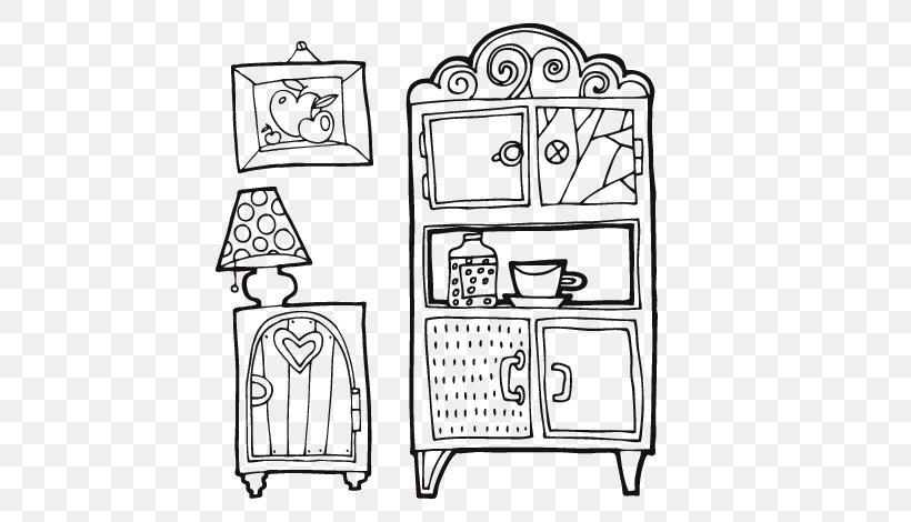 Drawing Furniture Painting Coloring Book Living Room, PNG, 600x470px, Drawing, Area, Black And White, Cartoon, Coloring Book Download Free