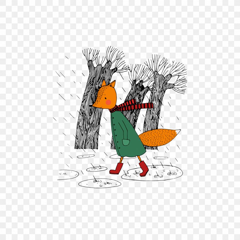 Cartoon Fox Illustration, PNG, 2222x2222px, Cartoon, Art, Beak, Bird, Chicken Download Free