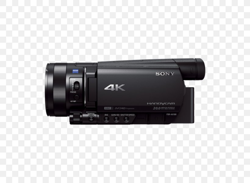 Sony Handycam FDR-AX100 Video Cameras 4K Resolution, PNG, 600x600px, 4k Resolution, Sony Handycam Fdrax100, Active Pixel Sensor, Audio Receiver, Avchd Download Free