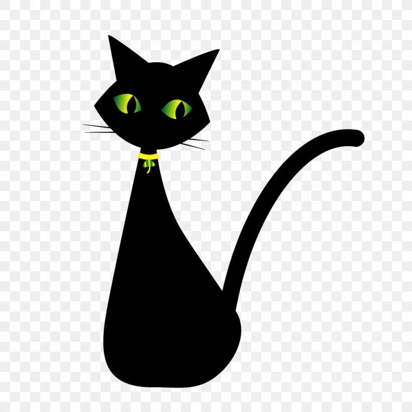 Black Cat Whiskers Domestic Short-haired Cat Image, PNG, 1000x1000px, Black Cat, Black And White, Carnivoran, Cartoon, Cat Download Free
