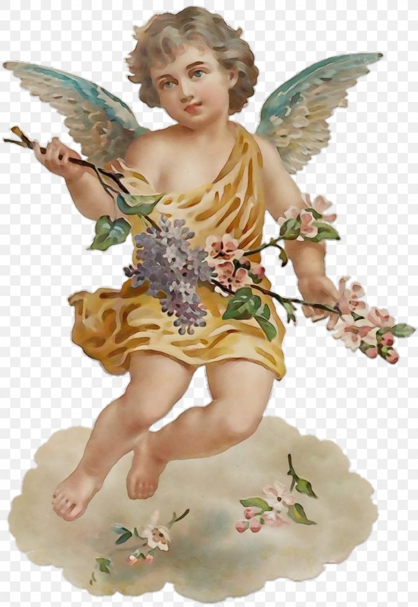 Angel Figurine Fictional Character Supernatural Creature Cupid, PNG, 1024x1487px, Watercolor, Angel, Animal Figure, Cupid, Fictional Character Download Free