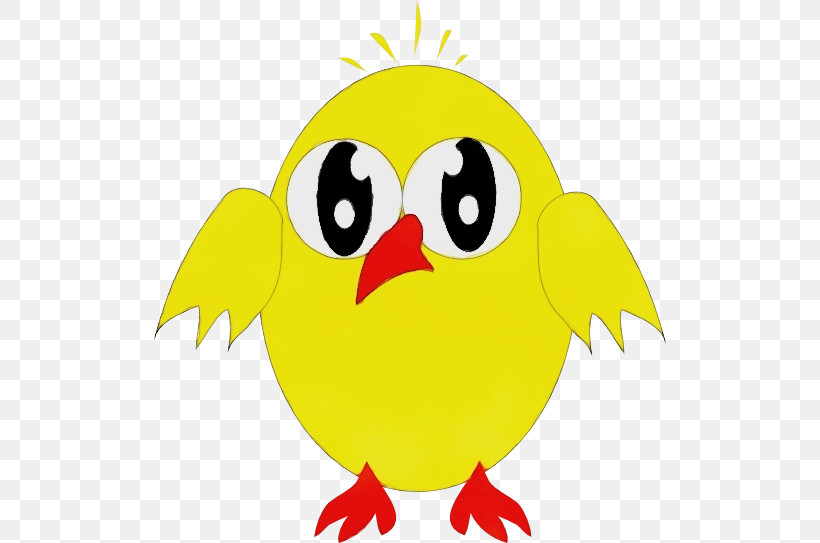 Cartoon Yellow Bird Beak Wing, PNG, 512x543px, Watercolor, Beak, Bird, Cartoon, Chicken Download Free
