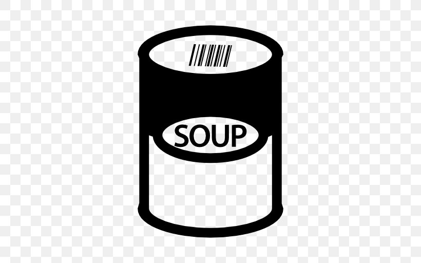 Campbell's Soup Cans Tomato Soup Campbell Soup Company Tin Can Clip Art, PNG, 512x512px, Campbell S Soup Cans, Area, Beverage Can, Black, Black And White Download Free