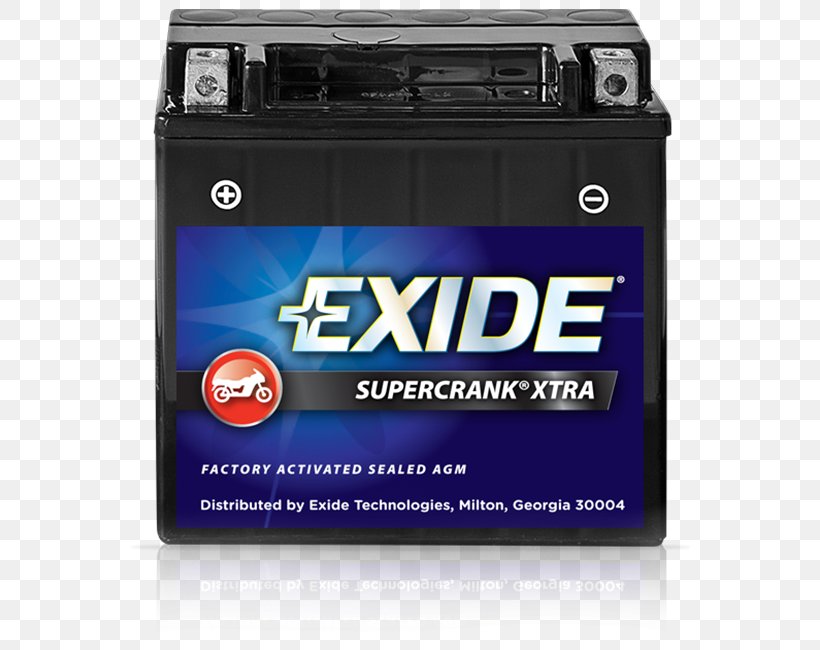 Electric Battery Exide SuperCRANK Select Motorcycle Battery 9-BS Exide SuperCRANK Battery VRLA Battery, PNG, 650x650px, Electric Battery, Battery, Electronic Device, Electronics Accessory, Exide Download Free