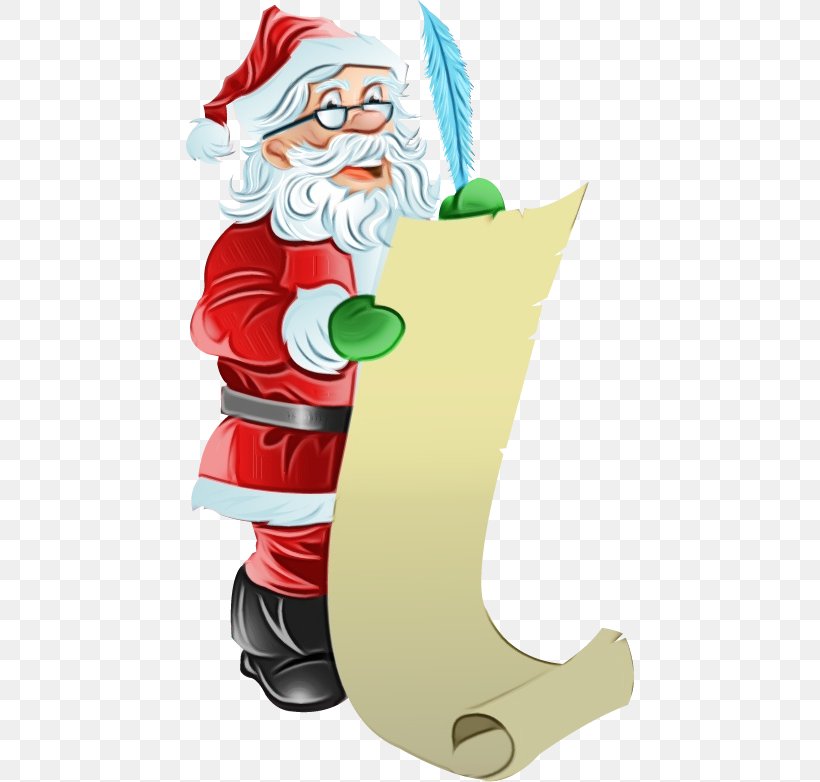 Santa Claus, PNG, 448x782px, Watercolor, Cartoon, Christmas, Christmas Stocking, Fictional Character Download Free