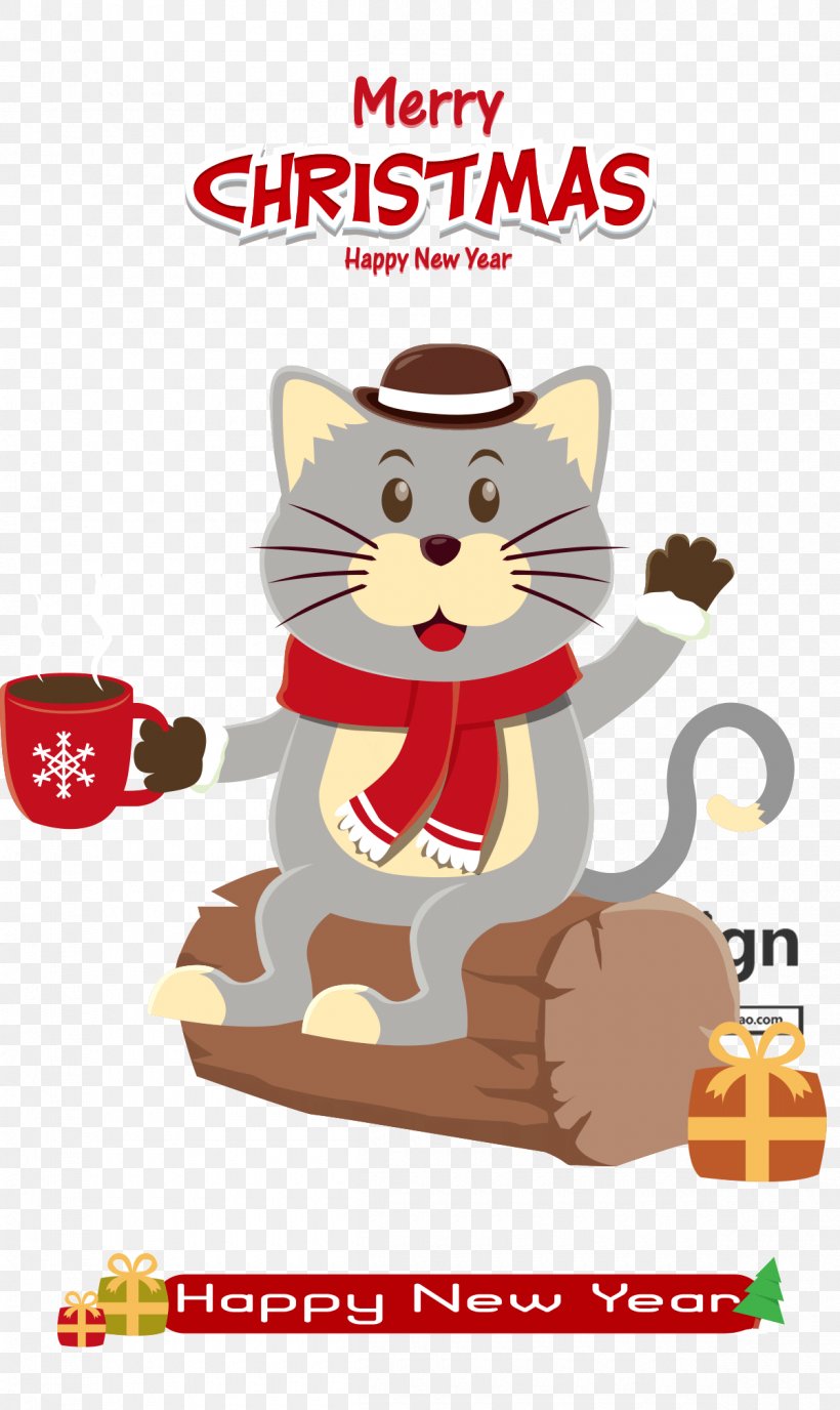 Cat Illustration Drawing Christmas Day Cartoon, PNG, 1200x2014px, Cat, Animation, Carnivoran, Cartoon, Christmas Day Download Free