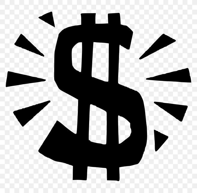 Currency Symbol Dollar Sign Money Clip Art, PNG, 800x800px, Currency Symbol, Bank, Black And White, Brand, Currency Download Free