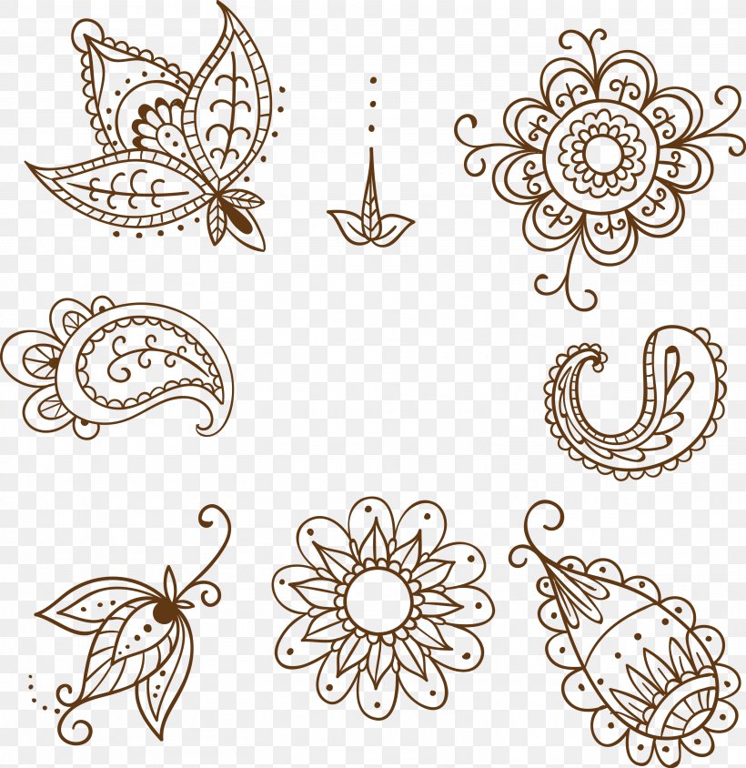 Henna Mehndi Tattoo Pattern, PNG, 3023x3115px, Henna, Area, Black And White, Body Jewelry, Clip Art Download Free