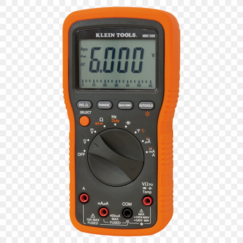 Multimeter Klein Tools Electrician Measurement Category, PNG, 1000x1000px, Multimeter, Alternating Current, Digital Multimeter, Electrical Wires Cable, Electrician Download Free
