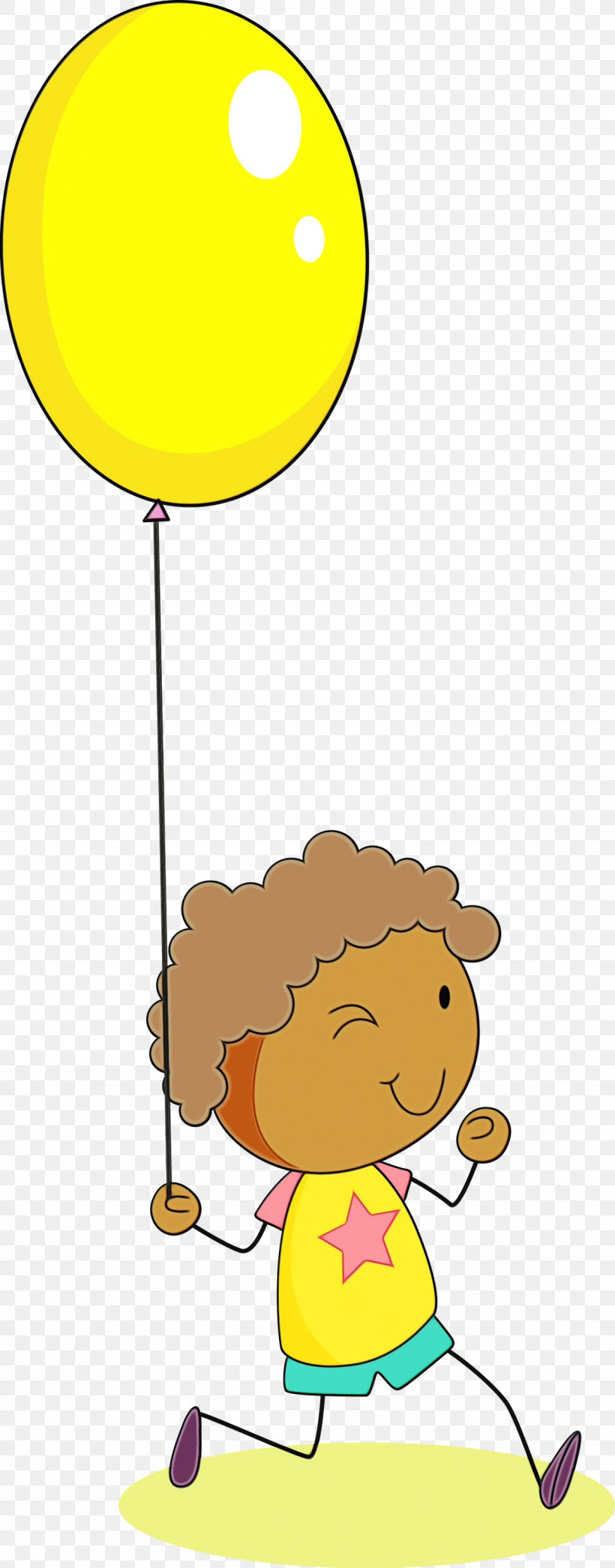 Yellow Cartoon Party Supply Balloon Happy, PNG, 1177x3000px, Watercolor, Balloon, Cartoon, Happy, Paint Download Free