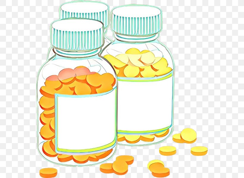 Yellow Clip Art Bottle Food Storage Containers Pill, PNG, 576x597px, Cartoon, Bottle, Food Storage Containers, Pill, Water Bottle Download Free