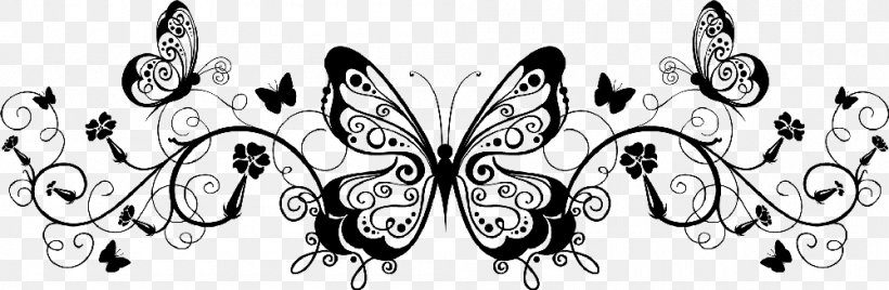 Butterfly Black And White Wedding Invitation Clip Art, PNG, 1000x327px, Butterfly, Art, Artwork, Black, Black And White Download Free