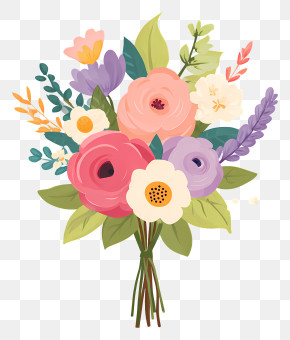Pastel Mixed Flower Bouquet PNG