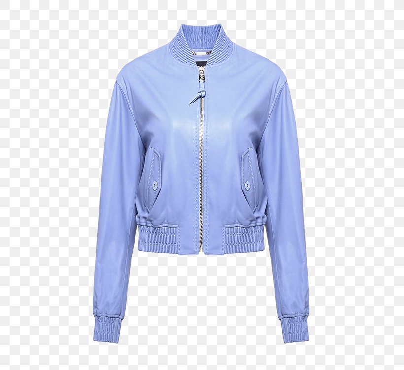 Leather Jacket Versace Outerwear MA-1 Bomber Jacket, PNG, 750x750px, Leather Jacket, Blue, Cobalt Blue, Electric Blue, Jacket Download Free