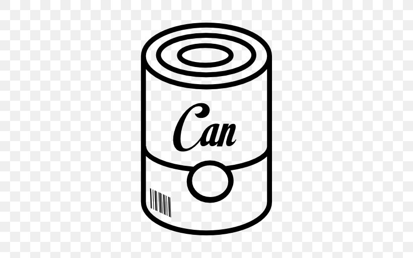 Tin Can Canning Food Clip Art, PNG, 512x512px, Tin Can, Area, Beverage Can, Black And White, Brand Download Free