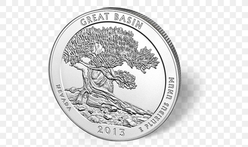 Great Basin National Park America The Beautiful Silver Bullion Coins Quarter, PNG, 600x487px, Great Basin National Park, Black And White, Bullion Coin, Cash, Coin Download Free