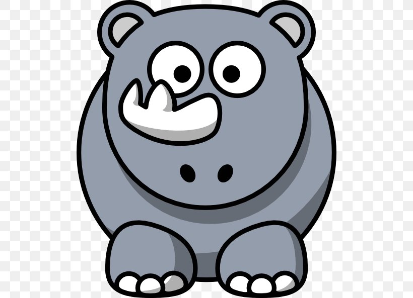 Rhinoceros Cartoon Clip Art, PNG, 516x593px, Rhinoceros, Artwork, Bear, Black And White, Carnivoran Download Free