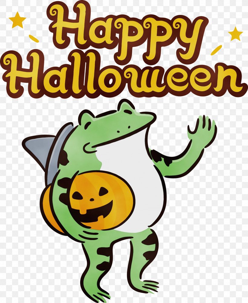 Toad Frogs Cartoon Tree Frog Green, PNG, 2462x3000px, Happy Halloween, Cartoon, Frogs, Green, Paint Download Free