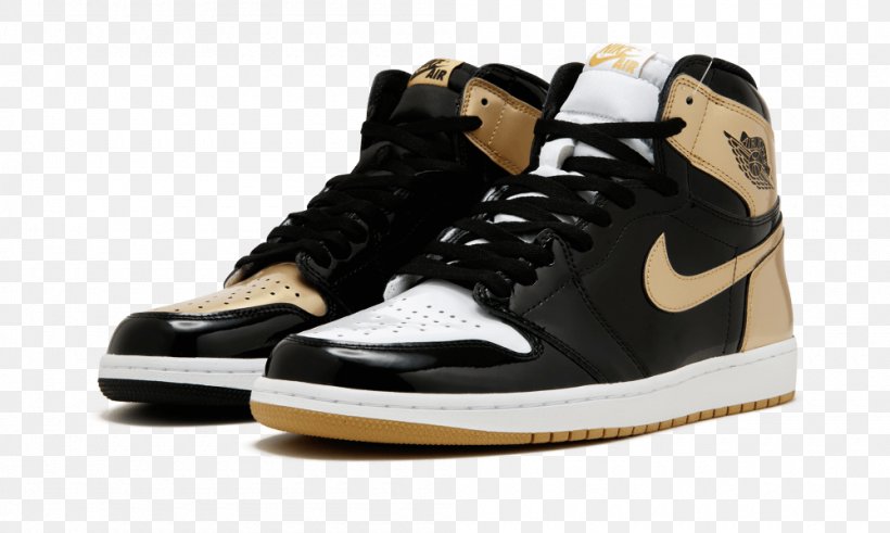 Air Jordan 1 Retro High OG NRG Gold Toe Black/ Black-Metallic Gold Nike Sports Shoes, PNG, 1000x600px, Air Jordan, Adidas, Athletic Shoe, Basketball Shoe, Black Download Free