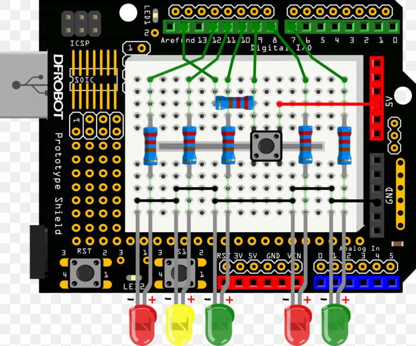 Arduino Prototype RGB Color Model Breadboard Tutorial, PNG, 1024x853px, Arduino, Audio Equipment, Breadboard, Circuit Component, Circuit Diagram Download Free