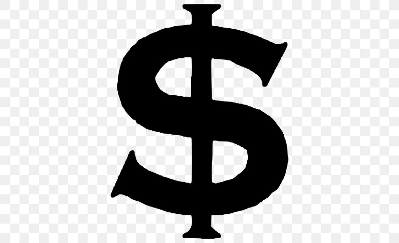 Dollar Sign Currency Symbol Clip Art, PNG, 500x500px, Dollar Sign, Australian Dollar, Black And White, Currency Symbol, Dollar Download Free