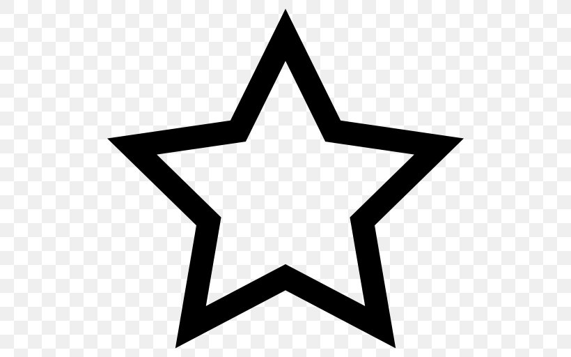 Five-pointed Star Shape Clip Art, PNG, 512x512px, Star, Area, Black, Black And White, Fivepointed Star Download Free