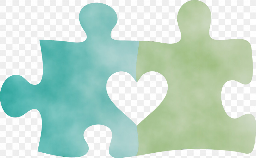 Green Turquoise Jigsaw Puzzle, PNG, 3000x1855px, World Autism Awareness Day, Green, Jigsaw Puzzle, Paint, Turquoise Download Free
