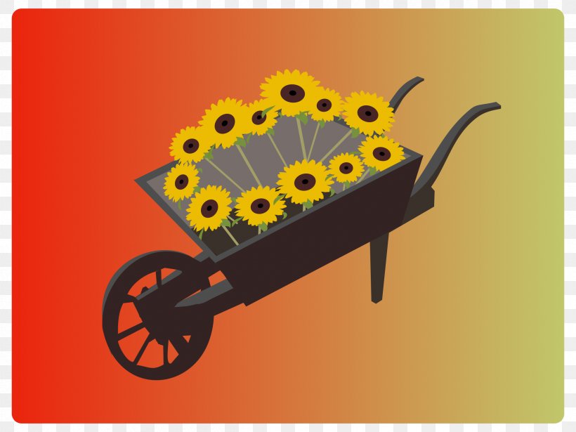 Wheelbarrow Cart Clip Art, PNG, 2400x1800px, Wheelbarrow, Cart, Common Sunflower, Flower, Vehicle Download Free