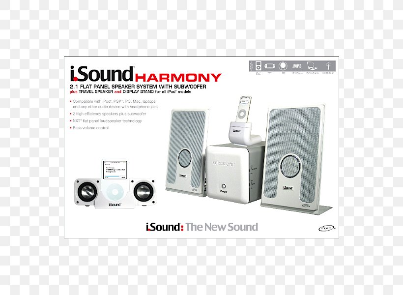 Computer Speakers Loudspeaker Isound DreamGEAR I.sound Harmony Ipod Psp PC Mac Portable Speaker System W/Subwoofer DGUN-945, PNG, 600x600px, Computer Speakers, Audio, Audio Equipment, Celebrity, Computer Speaker Download Free