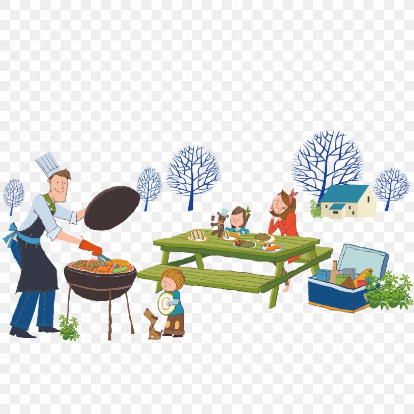Barbecue Grill Picnic Illustration, PNG, 1240x1240px, Barbecue Grill, Cartoon, Child, Food, In The Family Download Free