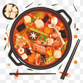 Cartoon Hot Pot - Flavorful Spicy Hot Pot With Tofu PNG