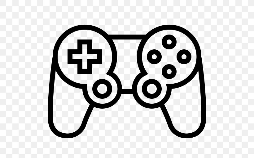 Game Controllers Video Game, PNG, 512x512px, Game Controllers, Area, Black And White, Controller, Drawing Download Free