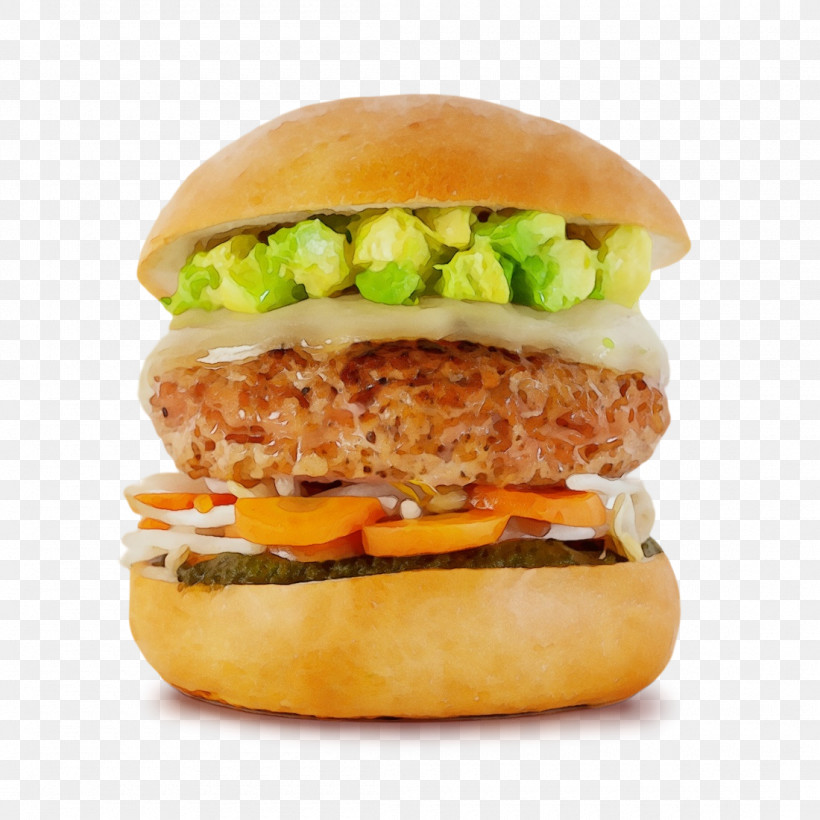 Hamburger, PNG, 1100x1100px, Watercolor, Breakfast Sandwich, Cheeseburger, Cuisine, Dish Download Free