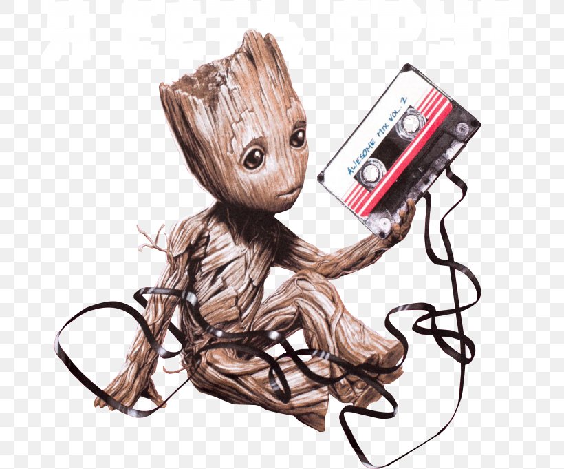 Baby Groot T-shirt Compact Cassette Guardians Of The Galaxy, PNG, 700x681px, Groot, Baby Groot, Comic Book, Comics, Compact Cassette Download Free