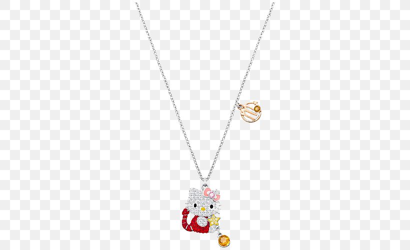 Hello Kitty Swarovski AG Necklace Luxury Goods Gift, PNG, 600x500px, Hello Kitty, Body Jewelry, Bracelet, Colored Gold, Gift Download Free