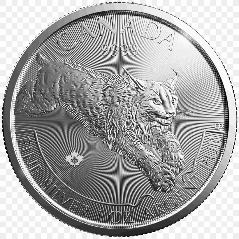 Lynx Canada Silver Coin Bullion, PNG, 1000x1000px, Lynx, American Silver Eagle, Black And White, Bullion, Bullion Coin Download Free