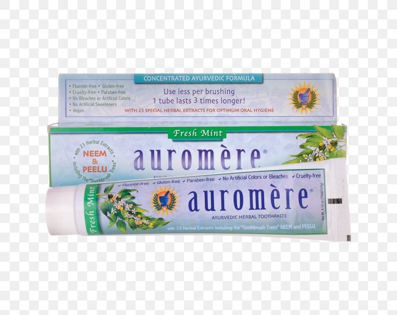 Mouthwash Auromere Herbal Toothpaste Ayurveda, PNG, 650x650px, Mouthwash, Ayurveda, Cream, Dental Care, Fluoride Download Free