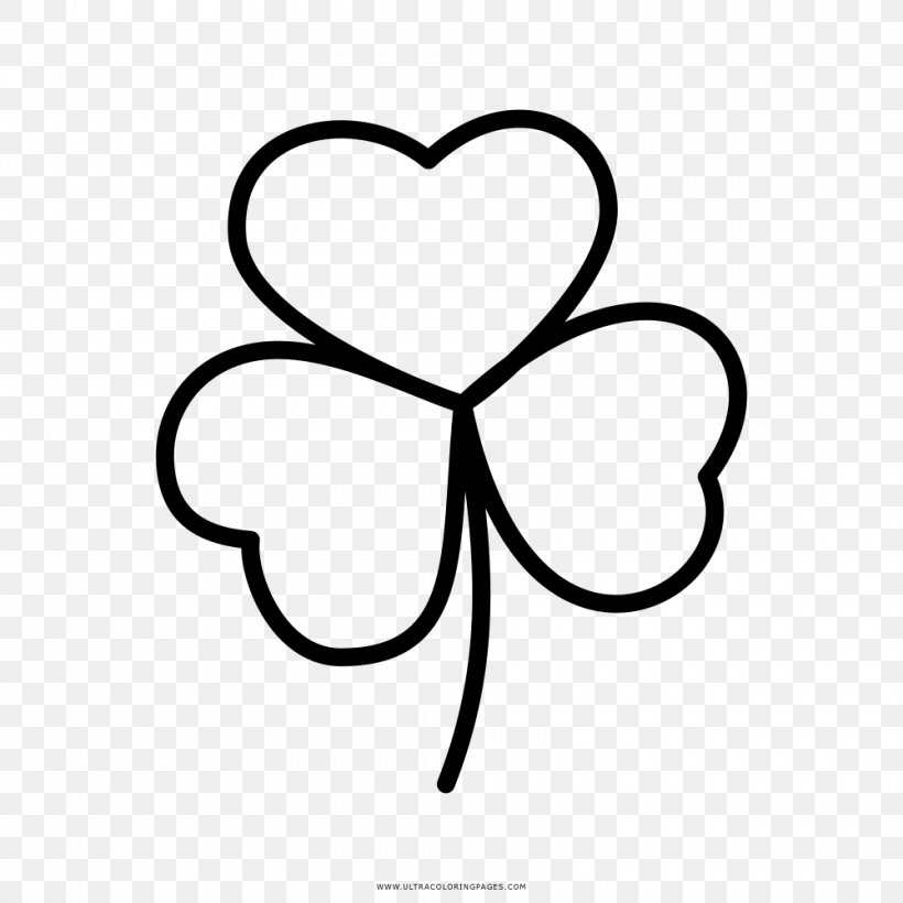 Four-leaf Clover Drawing Coloring Book, PNG, 1000x1000px, Watercolor, Cartoon, Flower, Frame, Heart Download Free