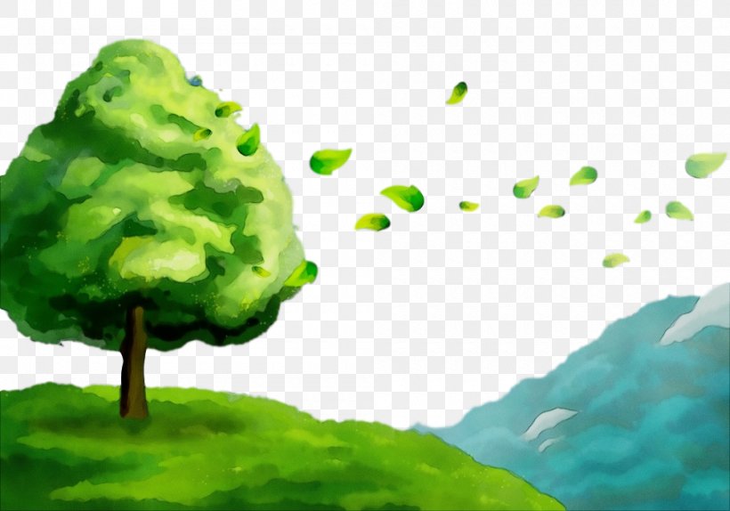 Green Nature Leaf Water Tree, PNG, 1000x700px, Watercolor, Animation, Grass, Green, Leaf Download Free